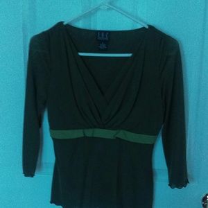 INC International Dark Green Lady blouse